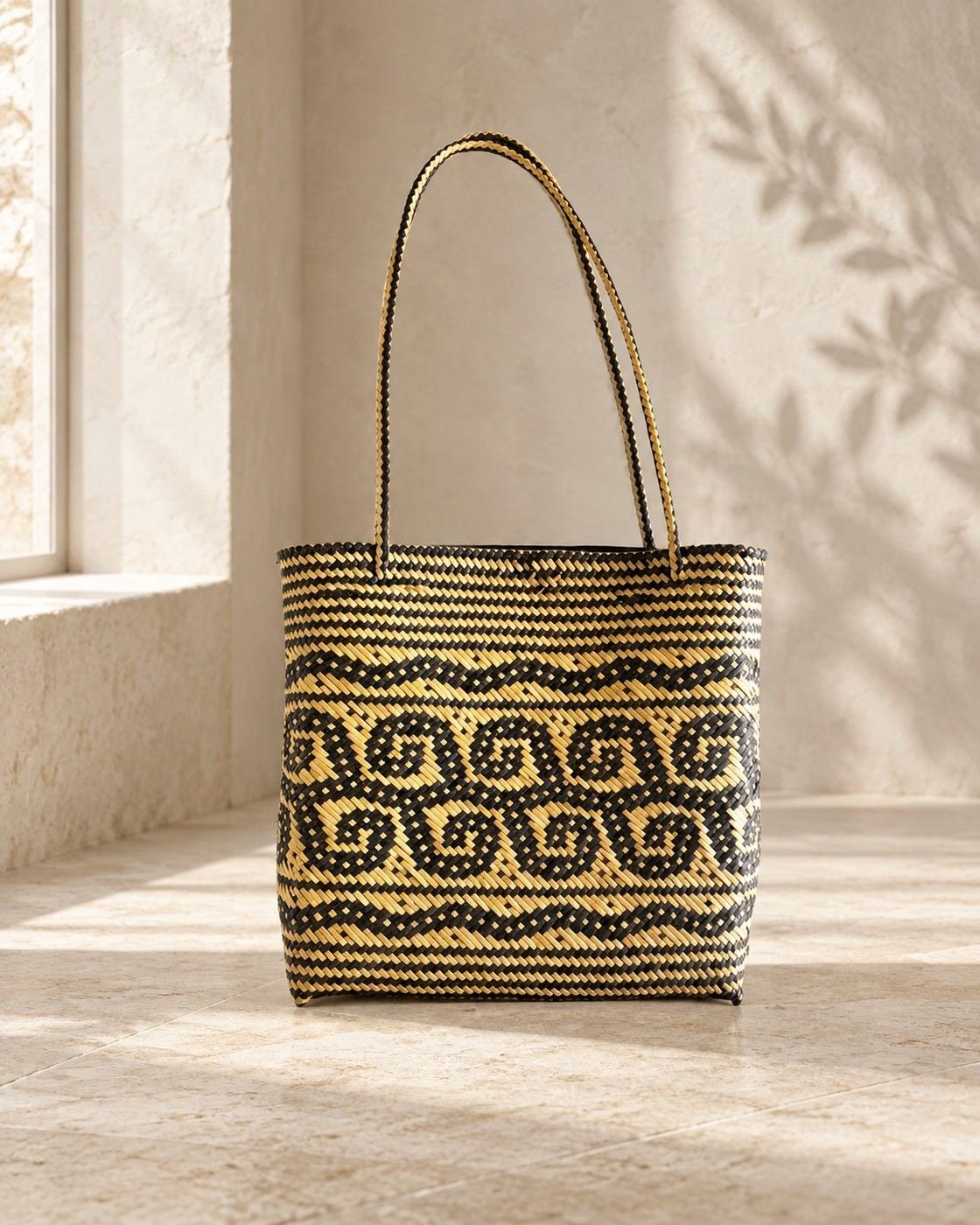 The Spiral Weave, handwoven rattan, shown complete