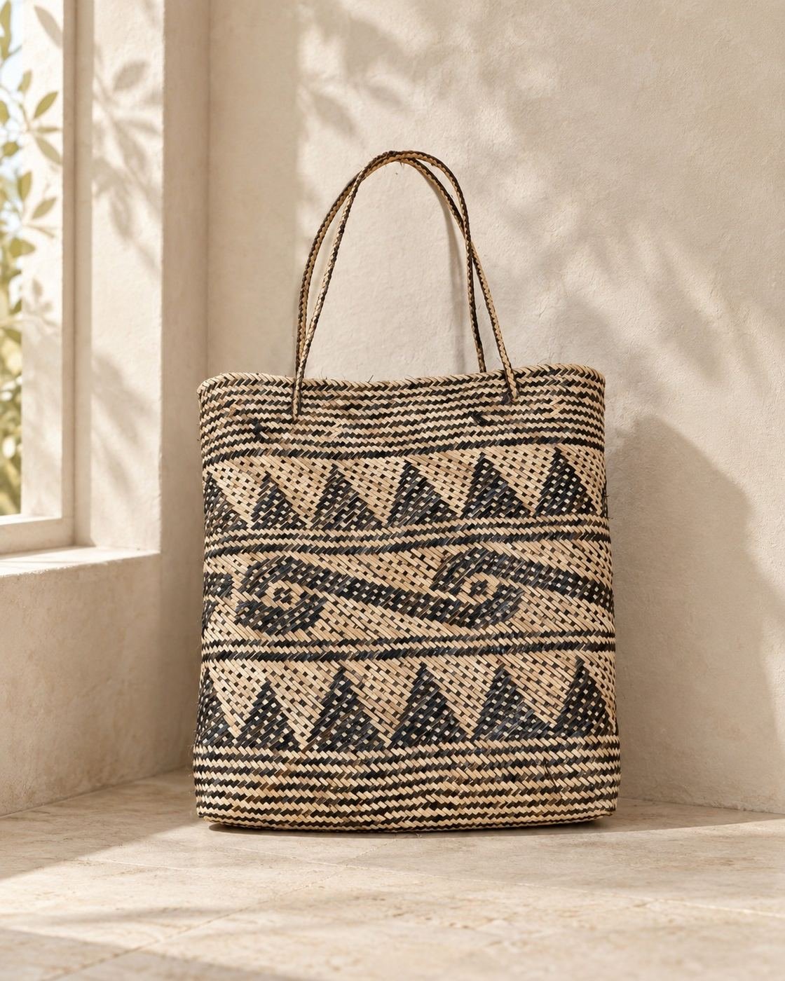 The River Pattern, handwoven rattan, shown complete