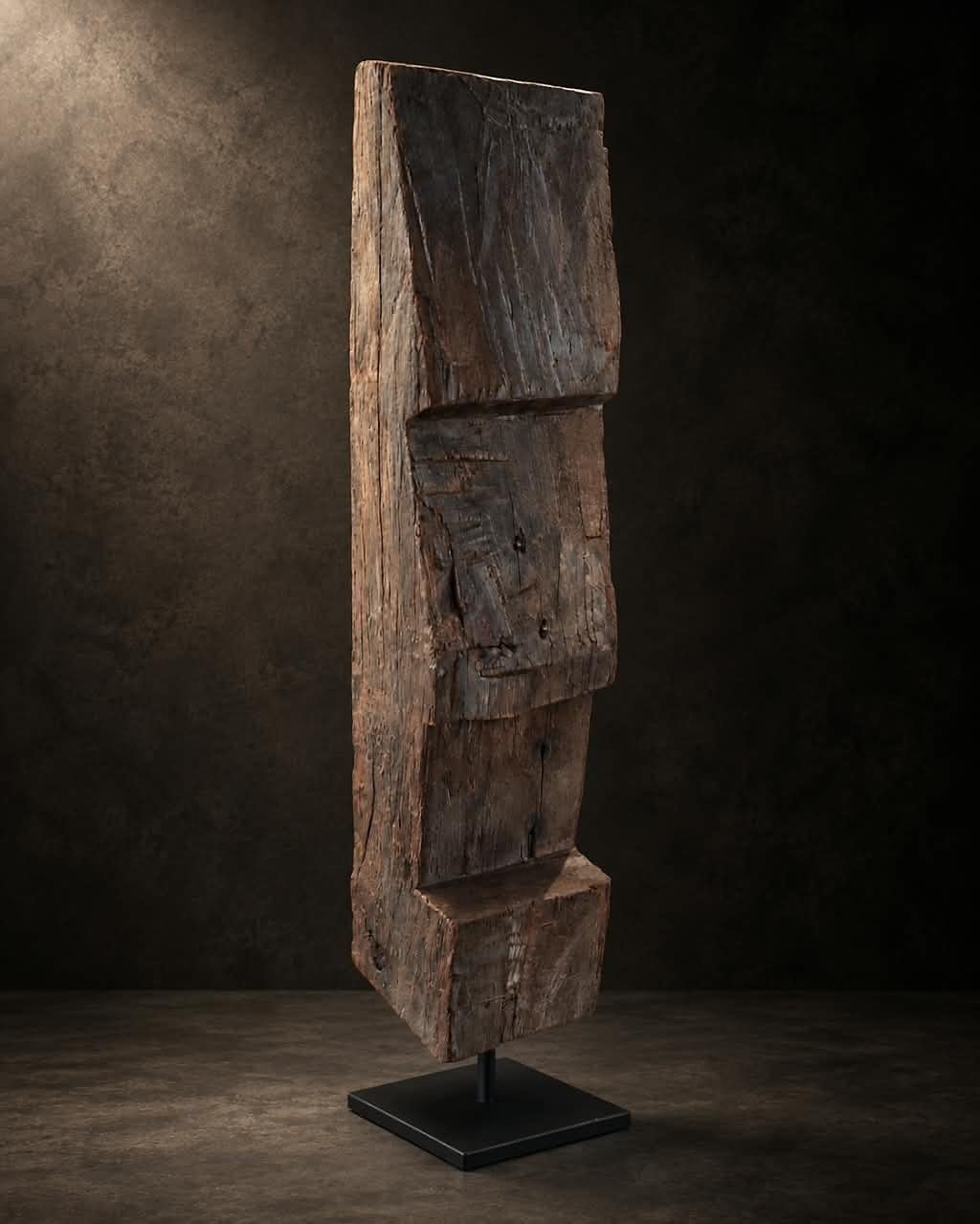 The Layered Column, reclaimed timber, shown complete