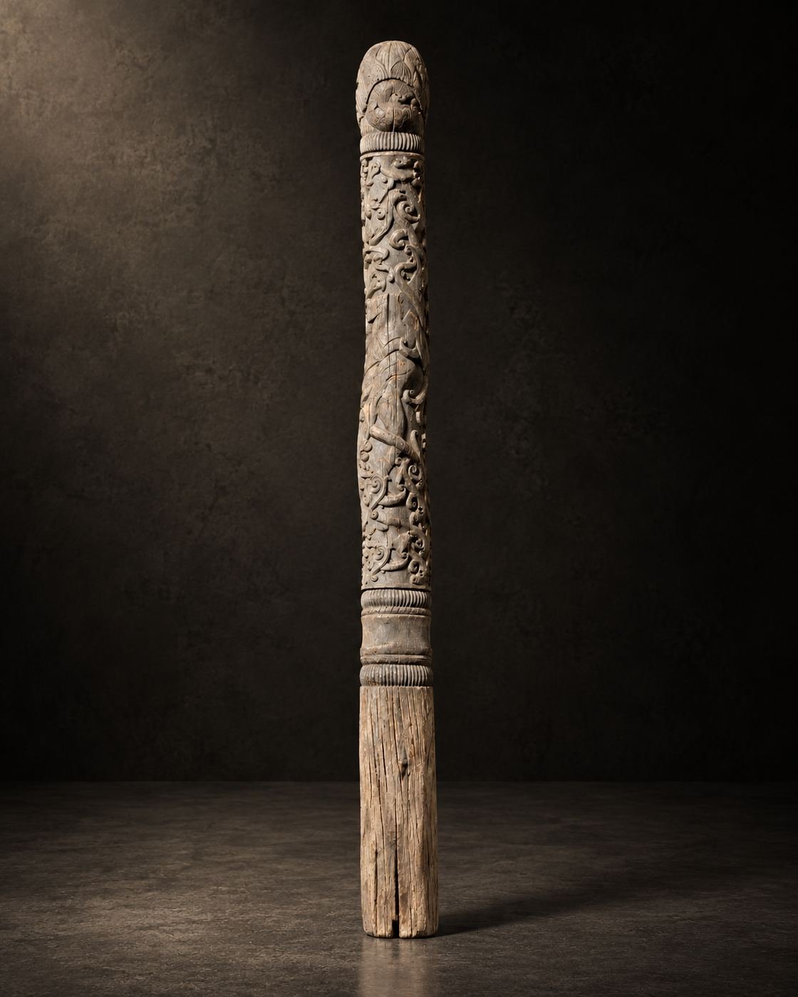 The Quiet Crown, carved wood, shown complete