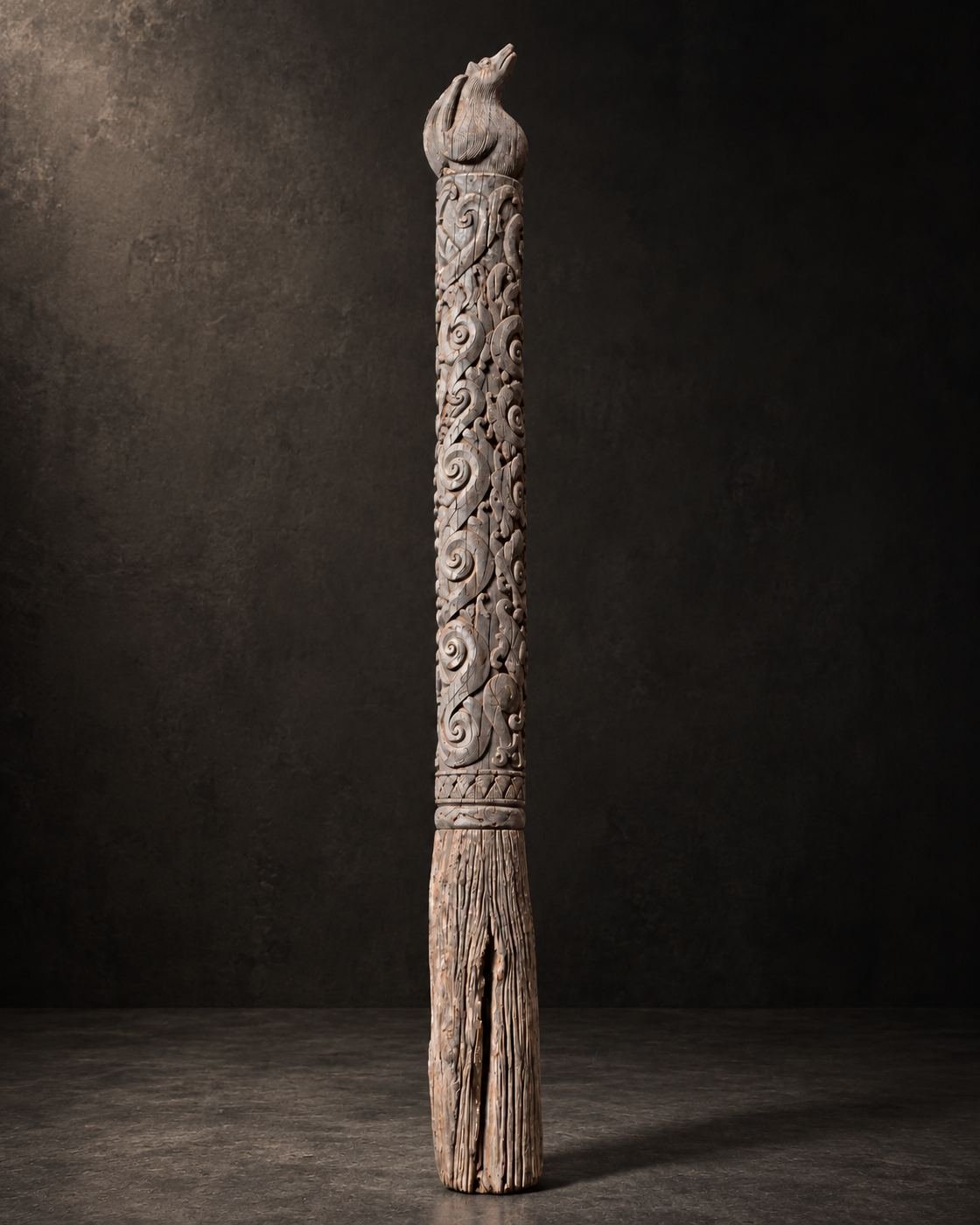 The Forest Sentinel, carved wood, shown complete