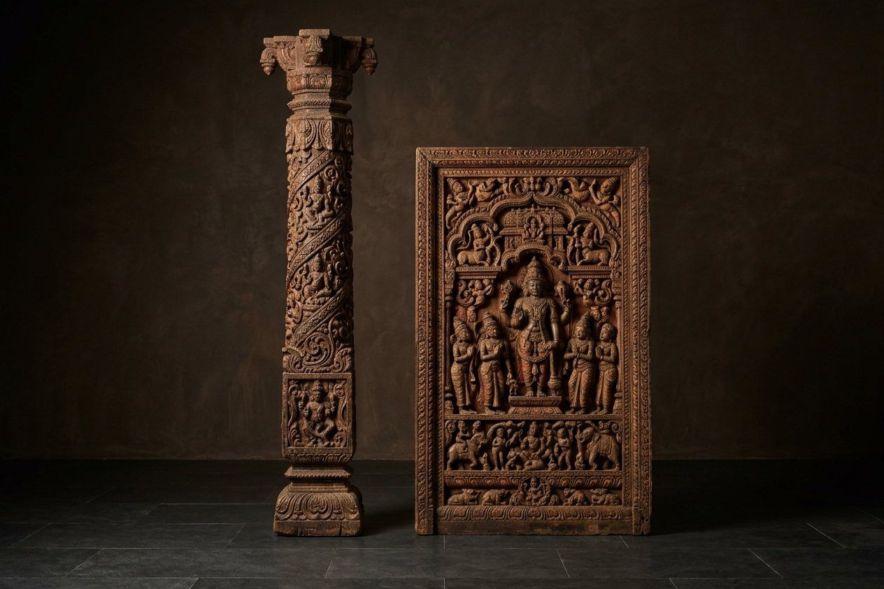 Carved objects from Borneo, complete view